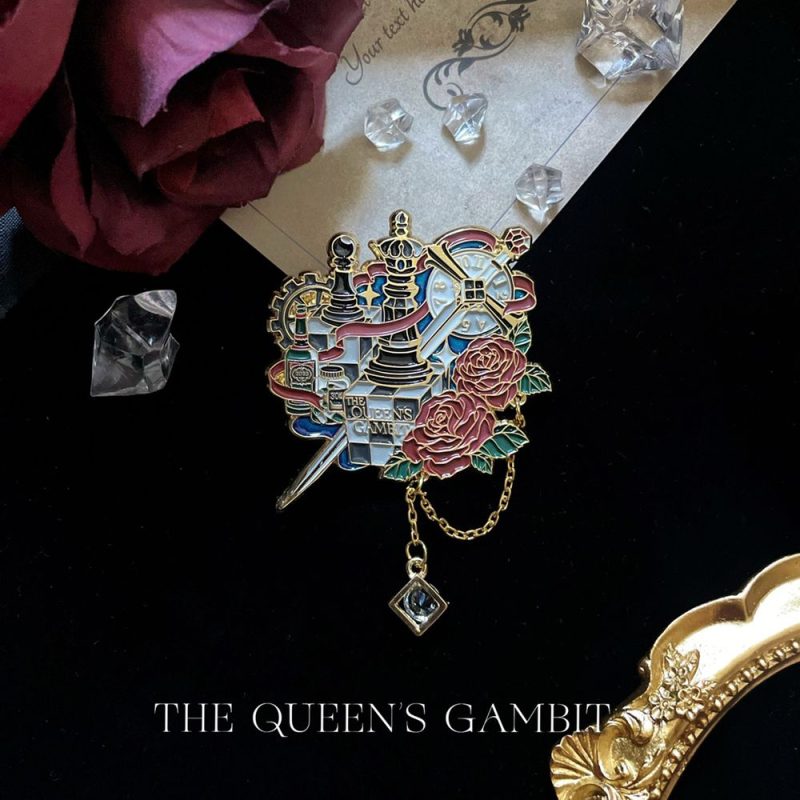 The Queen Chess Piece Roses Pin